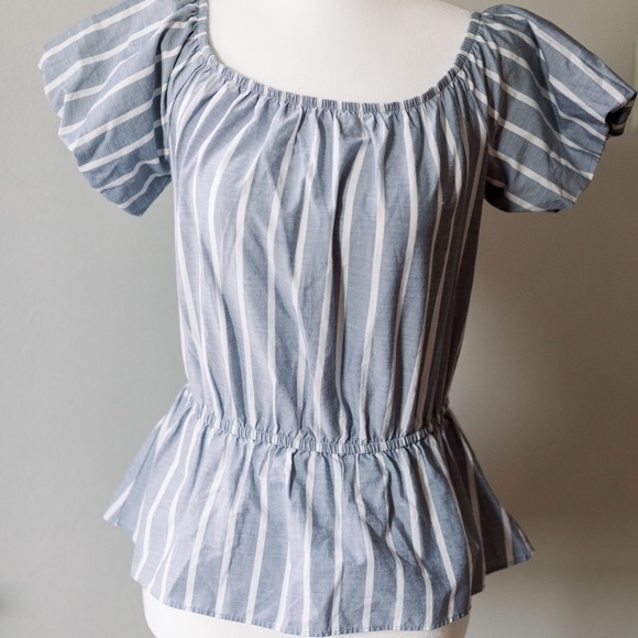 White and Gray Stripe Blouse - Picture 1 of 13